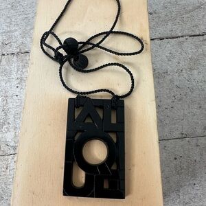 Vintage Lalique Crystal Art Deco Logo Necklace Signed